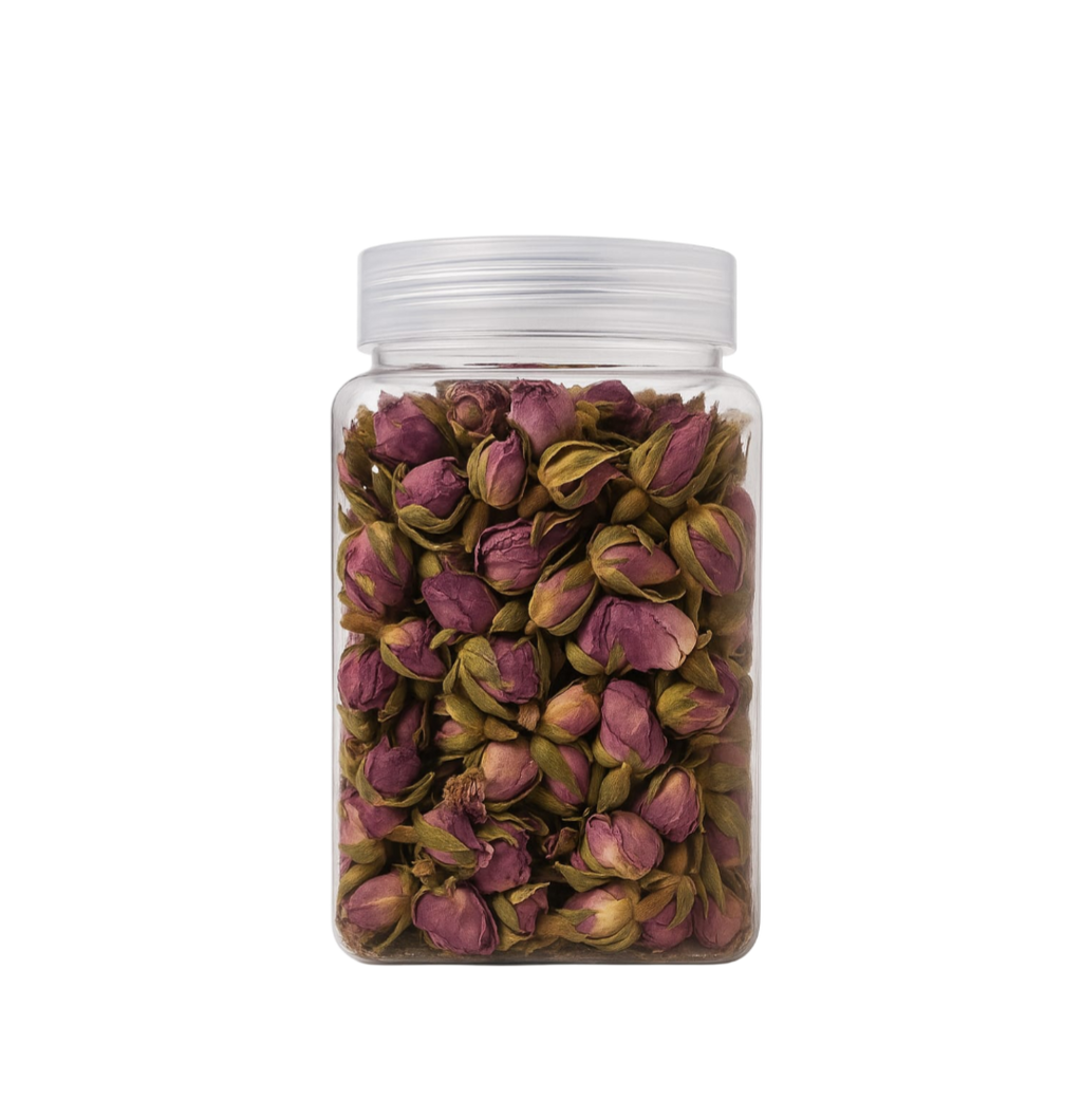 Naturbelassene Rosenknospen – aromatisch, duftend und ohne Zusätze.
